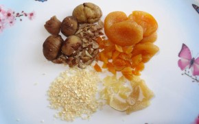 marrons abricots secs oignons déshydratés gingembre confit